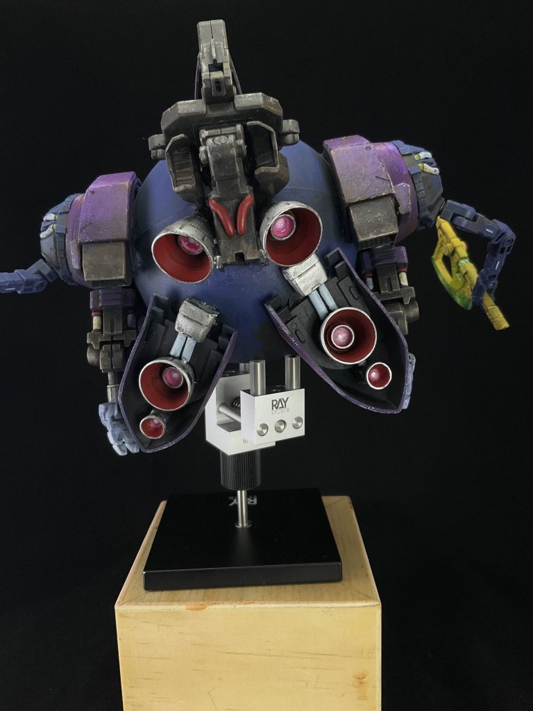 details from behind. The spherical shape is a christmas ornament, which I found difficult to glue parts on top of. In the end I just used a glue gun.