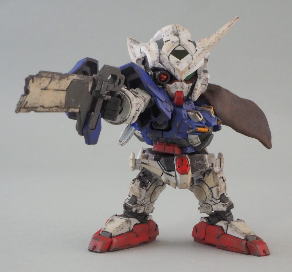 SDEXエクシアを設定画とアニメを見ながらクラッシュしたりジャンクパーツを付けてリペア化しました