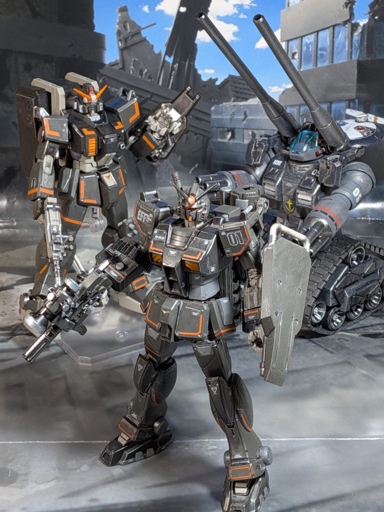 使ったキットHG ガンダムベース限定 ガンダムFSD(ロングレンジ・ビームライフル装備)HG 陸戦型ガンダム(市街地戦仕様)HG ガンタンク(市街地戦仕様)