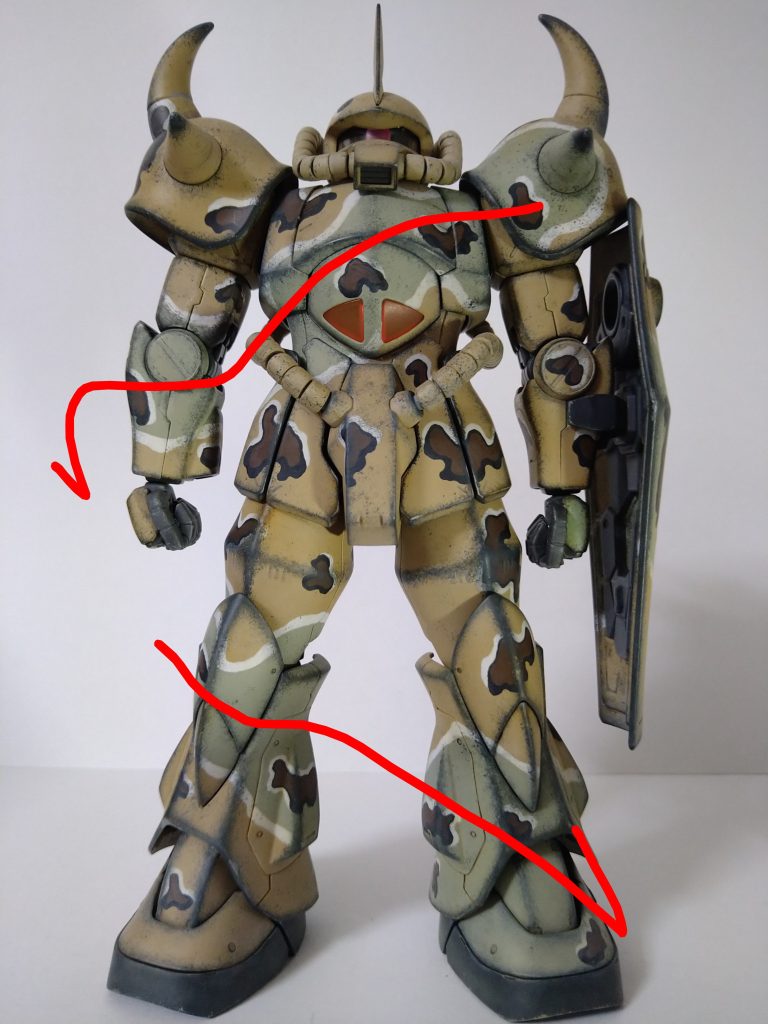 帯状迷彩の唯一の活用例。チョコチップ風なクラウド模様との合わせ技。