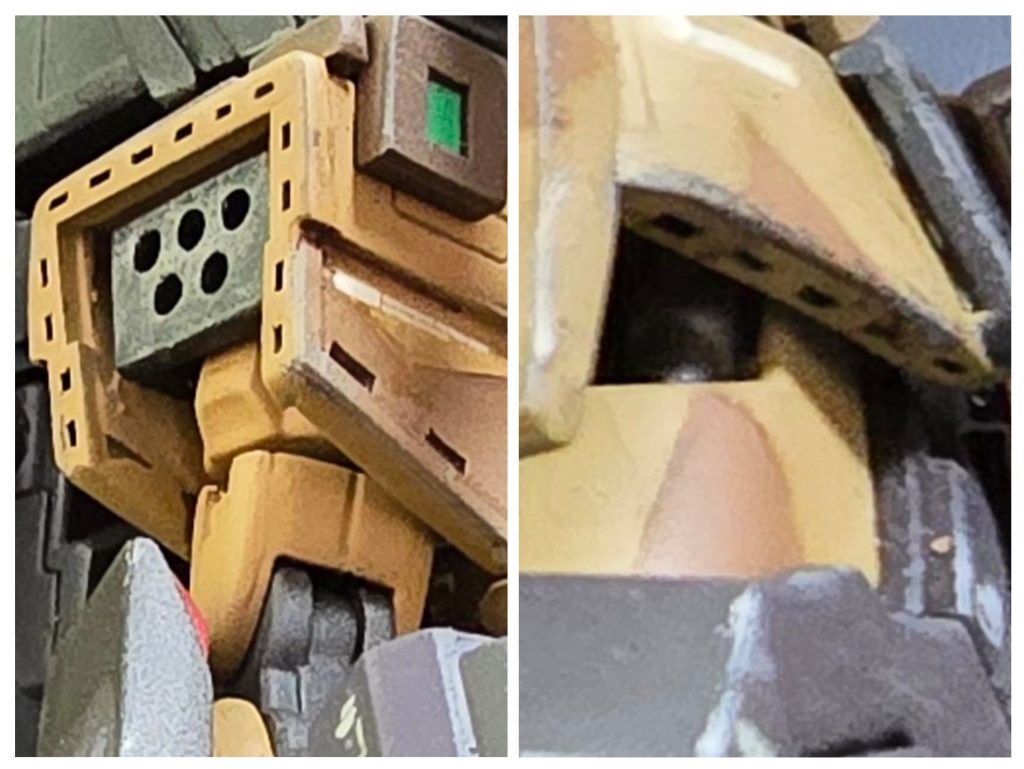 今回やってみたかったディテール表現として見辛い箇所もありますが(泣)地味な加工ながら部分的に施した装甲断面の四角穴モールド