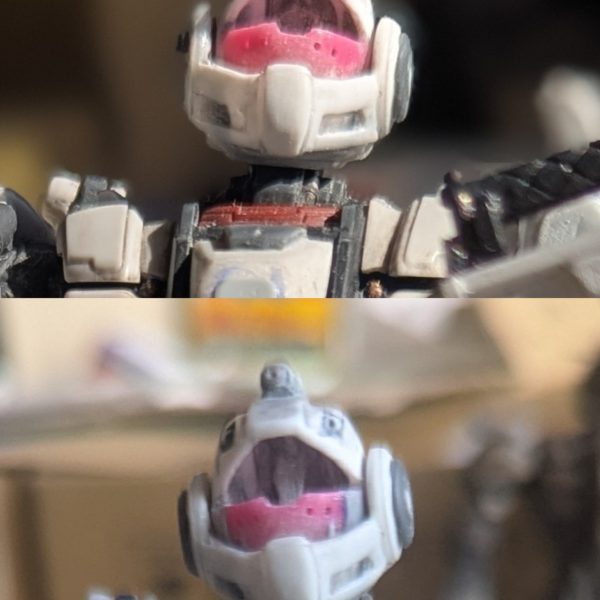 ◯印このキットの破損しやすい箇所を補強…※過去作のガンダムEXが取り返しのつかない位に破損したので予防線を張りました(›´ω`‹ )◯印箇所、丸顔で不恰好なので少しでも見栄え良くなる様に首周りスタイル改修(^_^;A（2枚目）