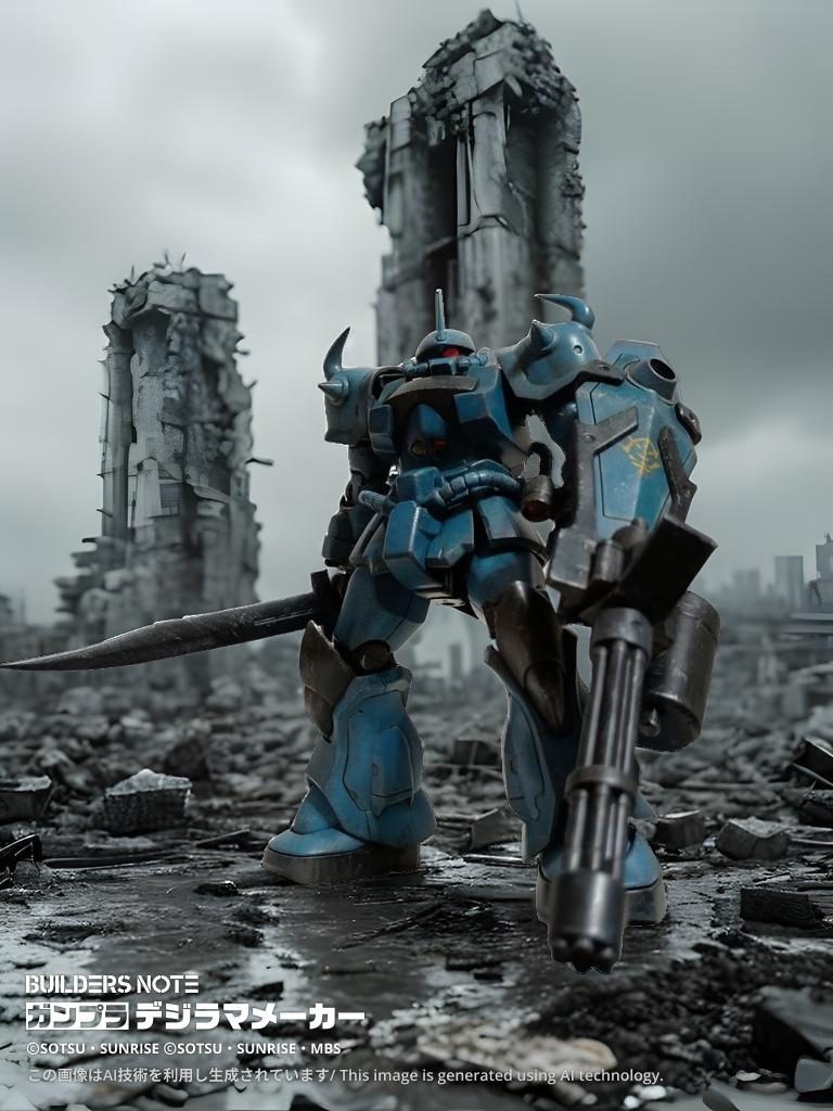 デカールはシールドと右肩にジオン公国マークだけで少なめにしてみました。面倒くさかっただけですが…www