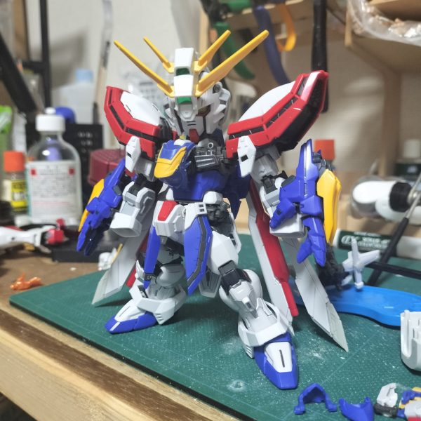 MGSDフリーダムにRGやハイレゾの外装を付けていく形で製作してます頭部はSDゴッドのアンテナ部を切り取り、頬ダクトと頬バルカンは瞬着で仮止めしてます肩はハイレゾのものにMGSDのジョイントを移植してますバックパックはキャノピーを切り落としてプラ板でジョイントを作って貼り付け差し込んでます他の外装についてはひっつき虫で仮止め雰囲気はこれで掴めたかな課題として胸部の展開の再現をどうするかがあるのですがギミックを再現するか、今はRGをつかってますが他のものに変えるか等まだまだ課題はある感じです（2枚目）