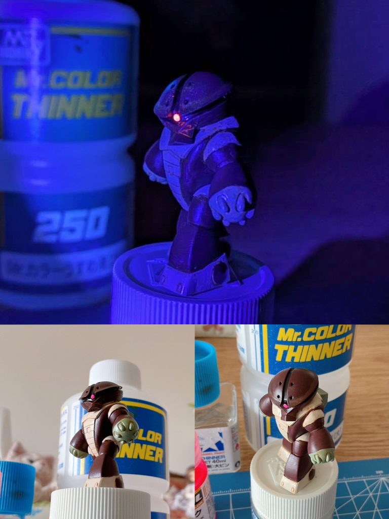 蛍光カラーでモノアイをピンクに塗りましたよ