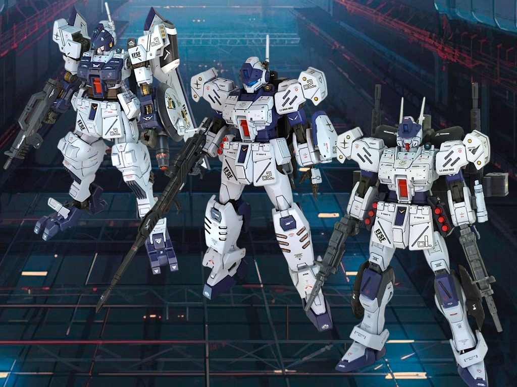 ジム・スパルタンの改修機という作品テーマは統一したかったので体、腰はスパルタンを使用1番機は、近距離突撃型2番機は、砲撃支援型https://gumpla.jp/hg/20622513番機は、 奇襲電子戦型https://gumpla.jp/hg/2125595いずれもアナザー系ガンダムのパーツを使用しているのでスタイリッシュに