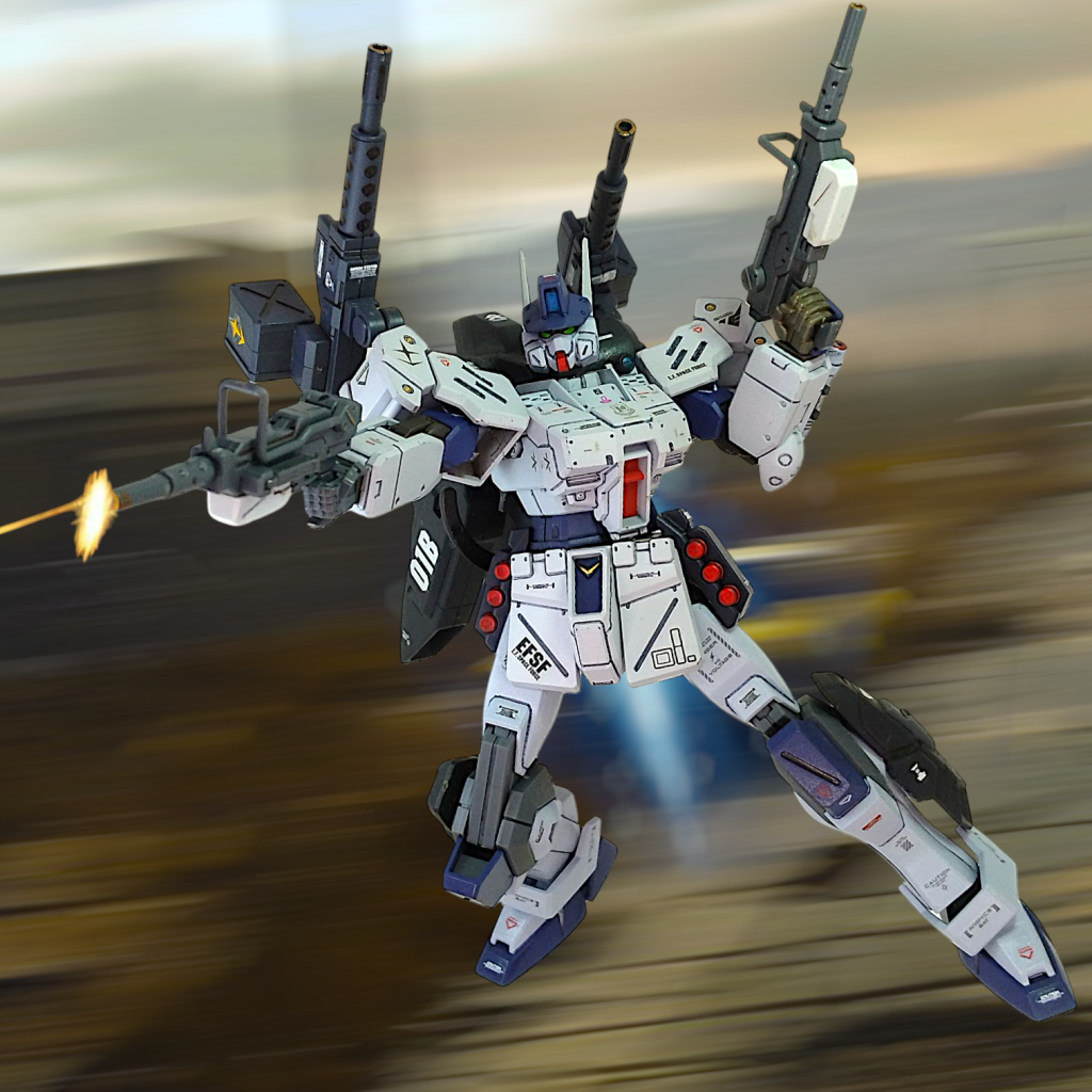 一番機はアサルトタイプ(突撃型)チェインガンとマシンガンを連射しつつ大型ブースターで一気に接近。得意のインファイトに持ち込みます(iori_sei)