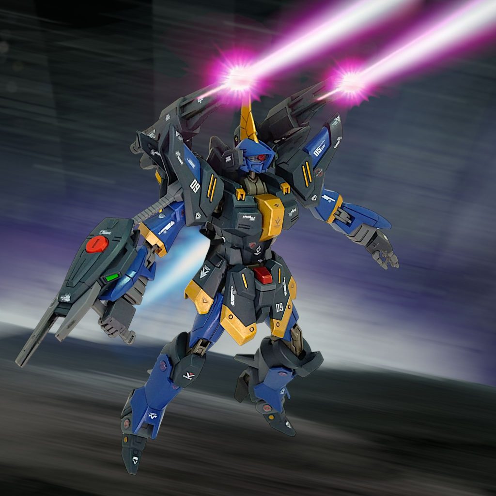 ルドラの肩アーマーもバーザムの肩フレームに無改造でつく構造になっていて、びっくりもう普通に組むだけで、このプロポーションになりましたバックパックはルドラのものに鉄血オプションのキャノンを左右にマウント