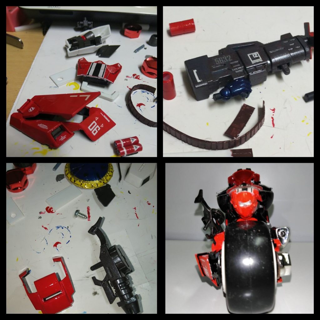 SDのファンネルライフルやザクマシンガンは好きなディフォルメです　バイクにも小型ファンネルや武器収納ラッチを