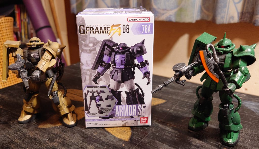 作品名：高機動型ザクⅡ　ゲット！<p>　GフレームFA8 無事、発売され、1セットはゲットできました　昨夜、ネット見てたら、フライングゲットされた方々もいたみたいですね　三連休だから、曖昧なのかな？ 　私も都内某所で買いましたが、何故かパニおじに絡まれました […]</p>
