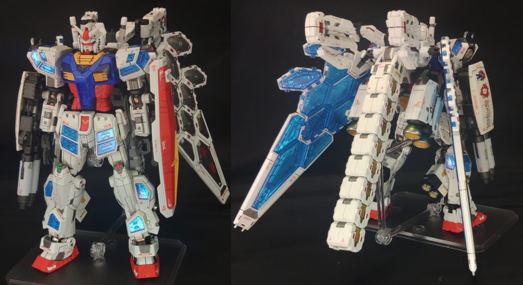 万博ガンダム全体図です。　背中のグラスフェザーユニットがあることで結構印象が変わります。