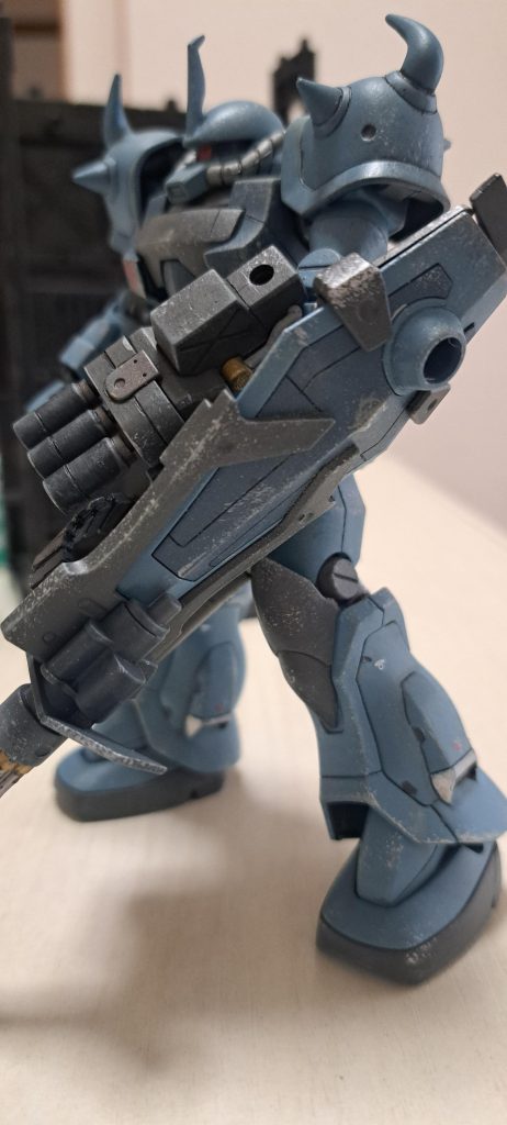 いつも通り組み立て、ちとスジ彫り、ちとデカール、スミ入れ、簡単汚し、艶消し吹き。エナメルシルバーをスポンジポンポンとウェザリングマスターでまぁ程よく。久々全塗装しましたが08小隊モノなので汚しました。気持〜ち軽め