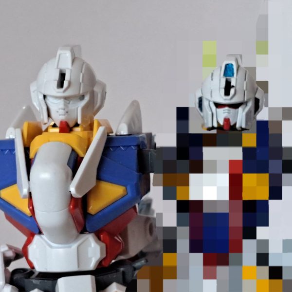 ４ヶ月ぶりです　ビギニング30ガンダムを使う作品で改造した箇所をまとめました　【②】まずビギニングの顔をEGストライクに変えました　【③】EGストライクの顔にしたことで頭の可動域が広がりました(これは偶々です)　【④】ビギニング30のユニットの凸は3ミリよりほんの少し細かったので、30mmのオプションパーツを接着しました　【⑤】ビギニングのビームサーベル3本持ちの手が右手しか無かったので、どうにかして左手を作りました　【⑥】それら細かい改造を施した作品を今週の金曜昼 (11/14 11:00~12:00) に投稿するのでお楽しみに（2枚目）