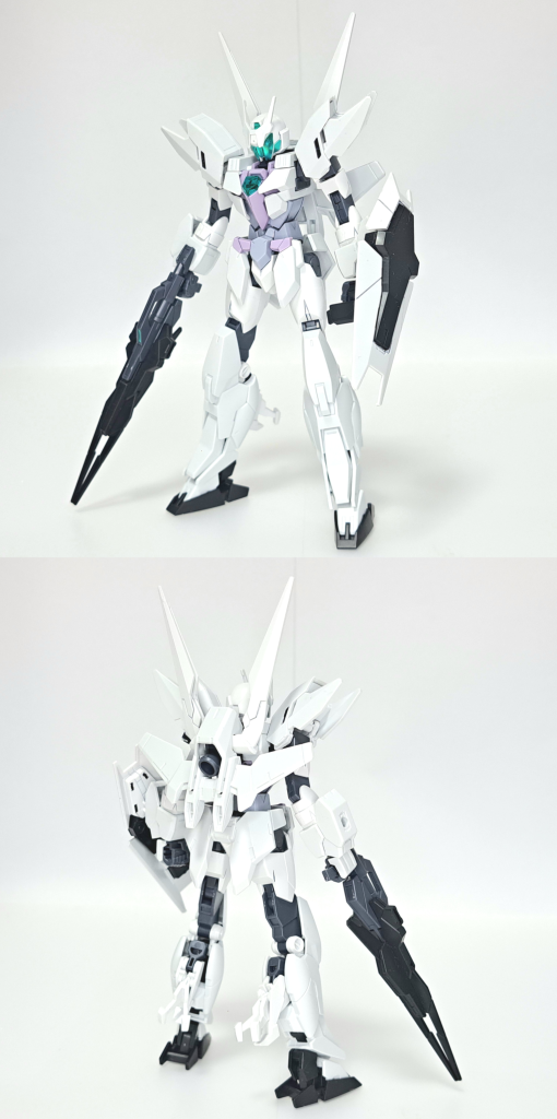 アースリィガンダム(白)(アルスコアガンダム(ロージビジリティver))劇中にアースリィガンダム(アルスコアガンダム)が登場しているので同じカラーリングで組み合わせました 