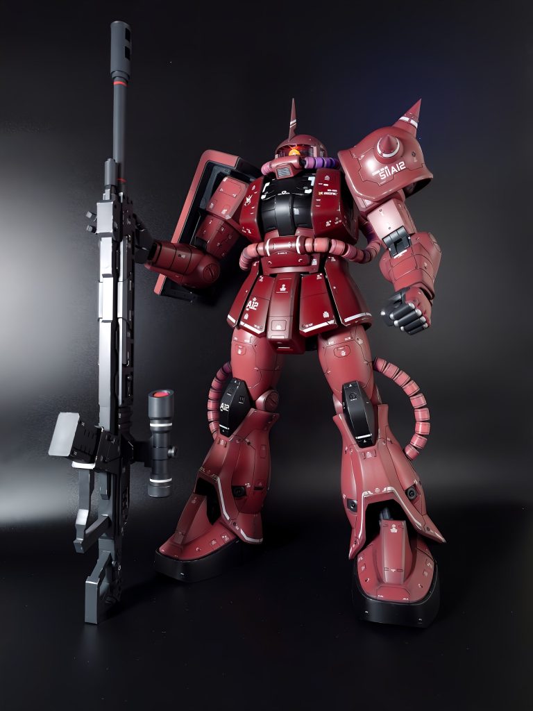 本体そのものには変更点はほとんどありませんが、今回いちばん力を入れたのはこれ！１/４８サイズの対艦ライフルです！３Ｄプリンターでフルスクラッチしてます。あわよくばこのライフルを構えさせようと作った平手パーツ類だったのですが、ライフルの軽量化に失敗してここまでが限界でした😅(ライフル本体の中身を空洞化して、その比率をいろいろ試したのですが出来上がりのクオリティがあまりに低く…)