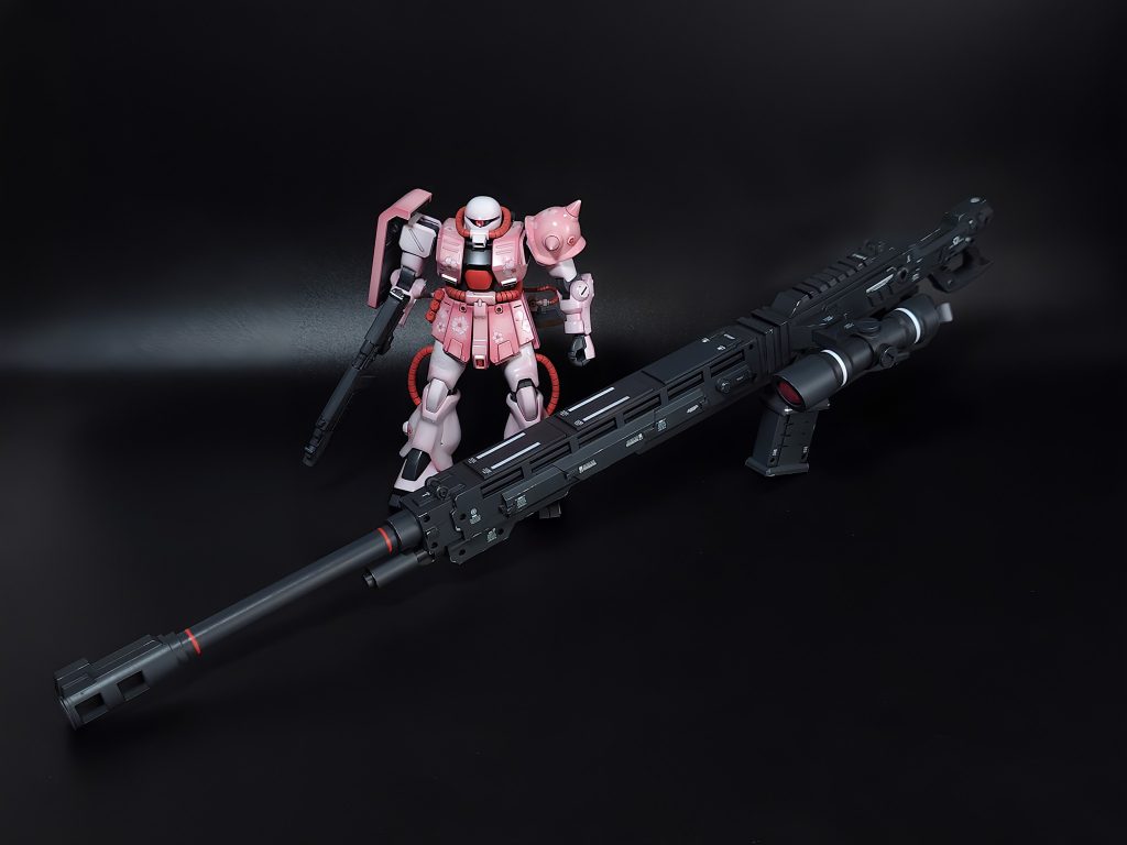 １番手近なところにあったＨＧサイズのザクを並べるとこんな感じに…意味もなく長い、長すぎるよ