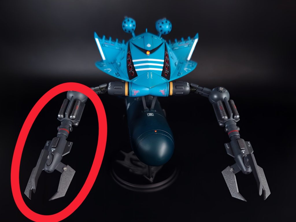 アームのこの部分は全て３Ｄプリンターでフルスクラッチしてます。バリの処理も、爪の鋭利化も一石二鳥と言うわけです。