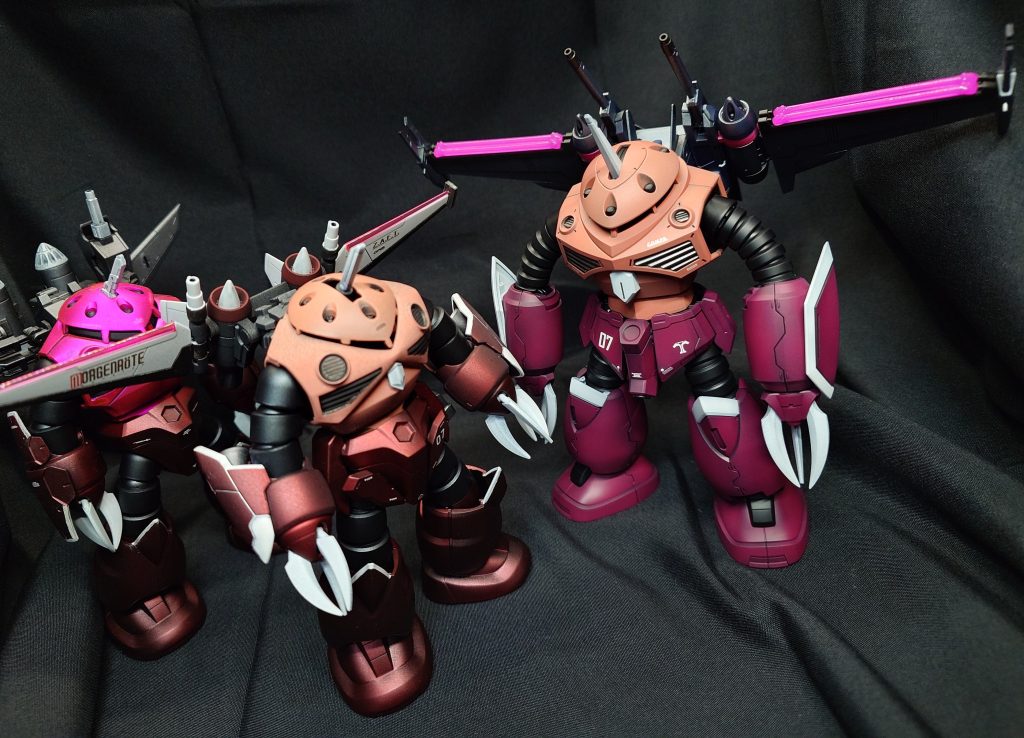 これまで改造で作ったズゴック達との記念撮影。https://gumpla.jp/hg/1890724https://gumpla.jp/hg/1801863