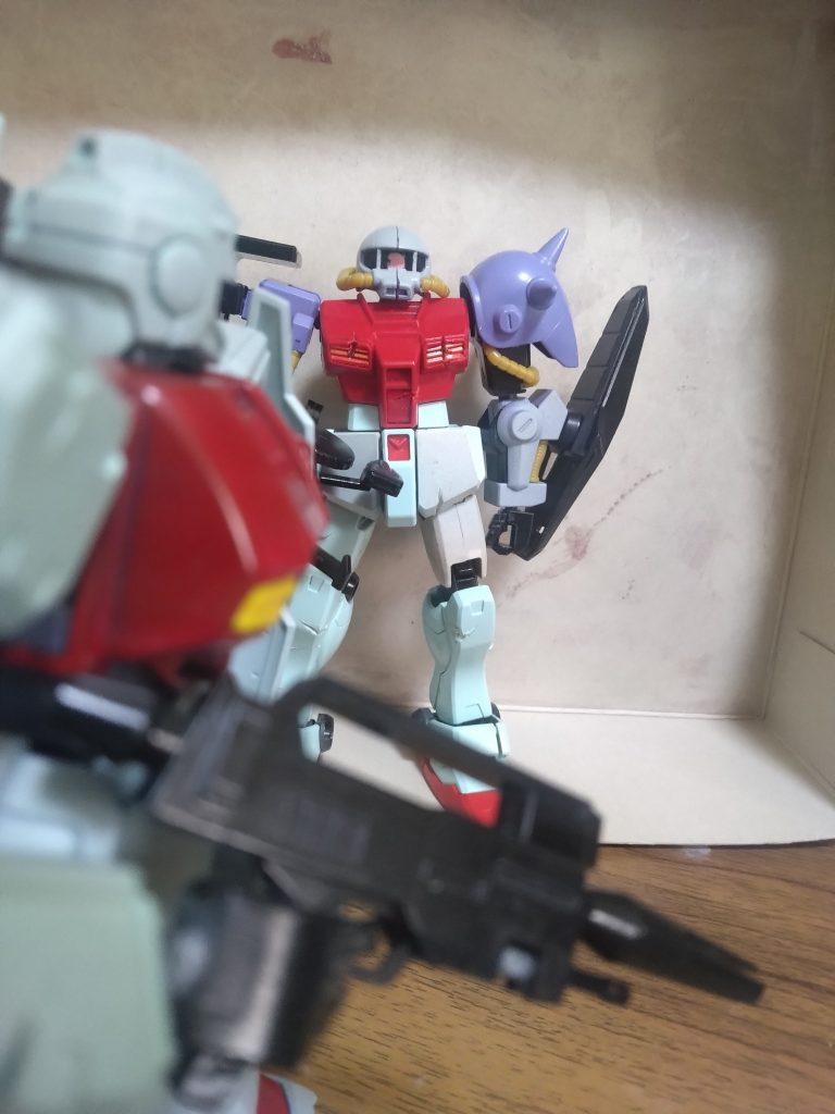 余ったパーツで生まれたバケモノ「俺の体を…返してくれぇ…」ハイ・ジム「ば…バケモノォ…!!」使用キットハイザック連邦軍仕様ジム改ジムキャノンⅡ(シールドだけ)ネモ(ビームライフルだけ)