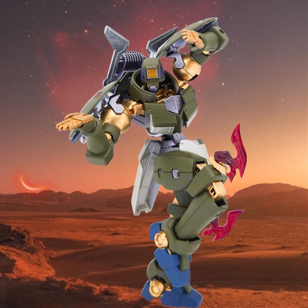 【オマケ】偵察中の二人組…。男A「グレイズは乗ってる奴でかなり強さ違うから気を付けるやで」男B「あっちのグレイズは？」男A「そいつはクソ雑魚一般兵。」男B「あっ！あっちに見たことない機体が！でもなんか見た目が地味で弱そうですね。機体の色もグレイズ一般機と同じ緑だし。」男A「ヒエッ‼間違っても喧嘩売るなよ！」