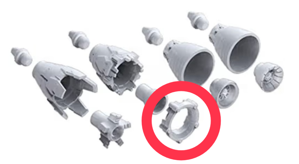 見せパーツにはビルダーズパーツの1/144バーニアセットに入っていふこのパーツを使っています。