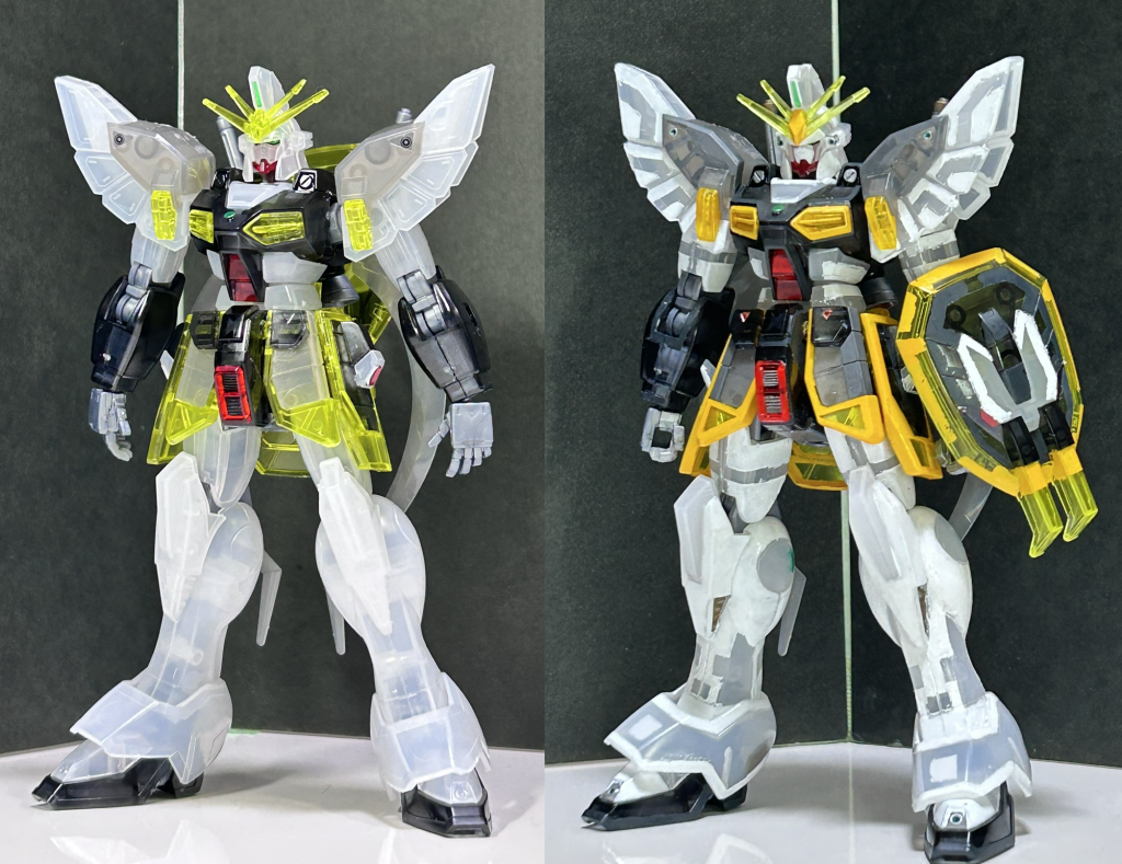 塗装前後。輪郭をはっきりさせつつ透明感のある神秘的なイメージを心掛けました。