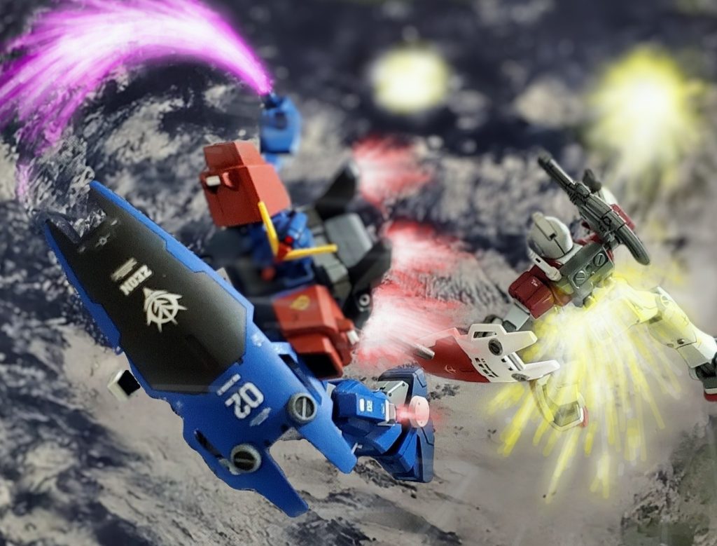 騎士としてのニムバス大尉の剣技と相まった驚異の戦闘マシーンは瞬時に連邦MS部隊を血祭りにあげる⚔️イフリート改ではEXAM発動時に対する機体耐久力が追いつかず、システム稼働時間は数分しか維持出来なかったが、この機体はスペックが高いためシステムダウンを起こさないのであった。