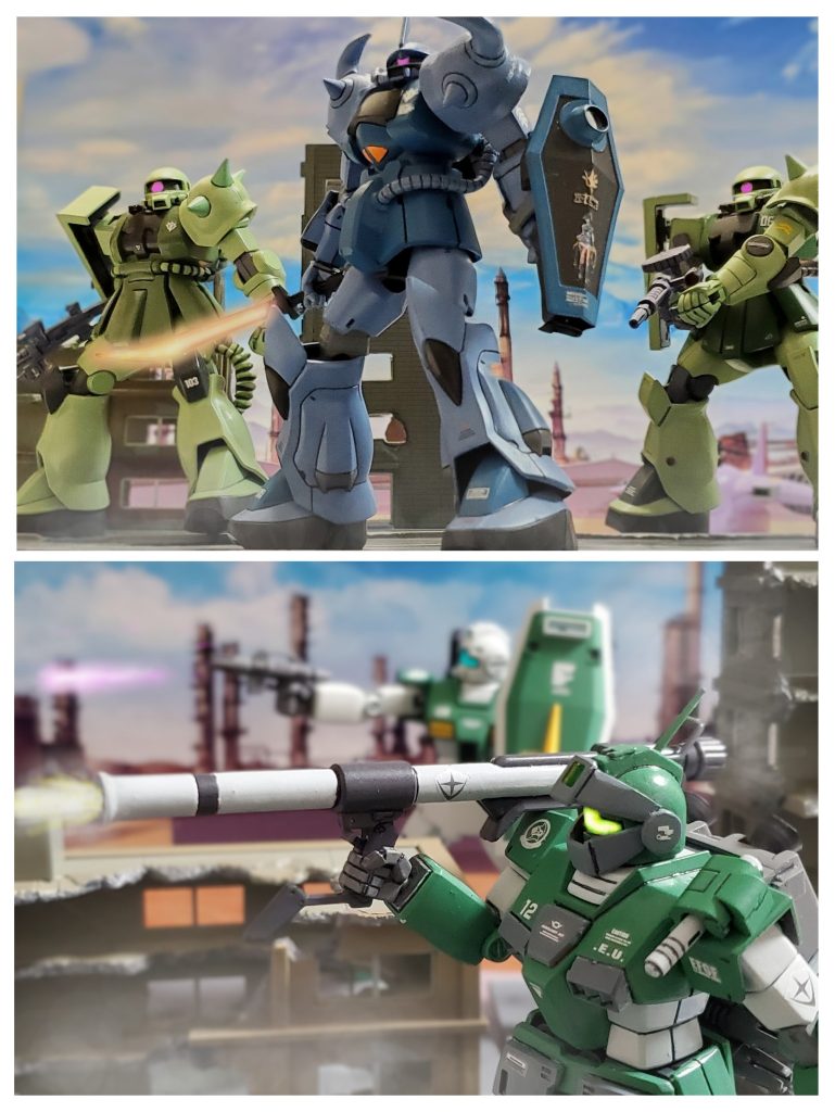 宇宙世紀0079年10月下旬、ヨーロッパ方面軍はオデッサ攻略の上で避けては通れないジオン制圧下にあるペテルブルグベースへの攻略作戦を開始する。ペテルブルグベースは都市部と工業エリアで構成され、以難攻不落と言われるほどの戦力を有する最大級の軍事基地。オデッサを攻略する上での中間拠点として避けては通れないエリアである。パウルス中将はMS大隊の半数以上を投入し本制圧作戦に臨むのであった。ペテルブルグベースに対し3方向からの進行を開始するヨーロッパ方面MS大隊。第3小隊を含む αチームは右翼より侵入。ロン・コウ少尉は僚機に的確な指示を出しながらジオン部隊と交戦を開始する。