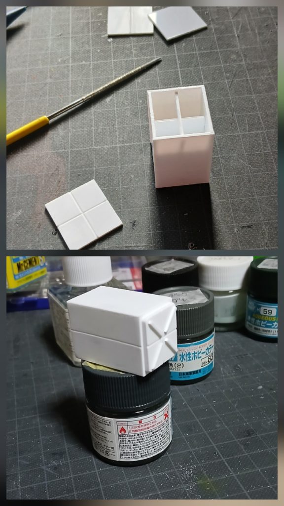 はいっ、ミサイルランチャーの出来あがり~✨ガンプラに武装ちょい足しするのが好きなもので、たいした工作はできませんが、いつもこんな感じで工作してます😸