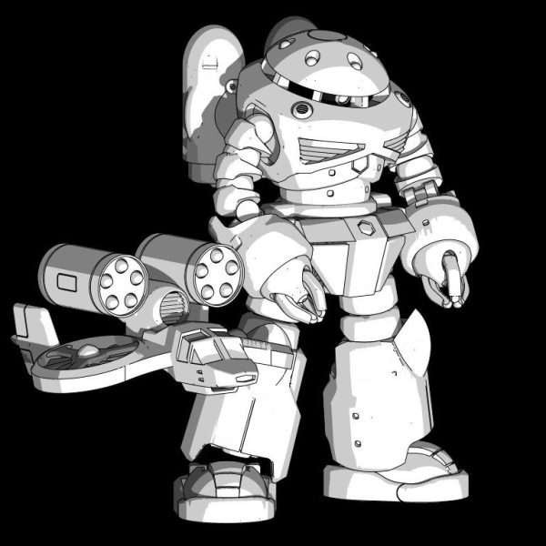 感性の赴くまま作ったモックアップに現実を叩き込む作業に暗闘中。死ぬ気で作った「堕落の巣」環境に救われながら、手足の蛇腹再分割とパーツ分けと可動時のシルエット確認で行ったり来たり。わかんないですよね…ちょっと可動域欲張りすぎだな…。口に出さない苦悩暗闘の姿に「出来るわよ(^^)」と我が家の女神からセイラさん的励ましを拝領…だが決して「気休めは…」などと不遜な返答はしない。…誰だ？この軟弱者！つったのは！…その通り！(笑)。進まない作業の中、皆様へのご機嫌伺いにふと思いついて、データを保存した上で主菜と御新香の集合スケール確認レンダリング。メモリ増設の成果確認の為でもある。…おっ！いけました(^^;)。本編の絵面とも違和感ない比率で安心。どちらの機体も、公開されている設定寸法を単純に縮尺通りに作っているつもり。時々ボケて実寸で作成していて途中で気付いたりします。プリンタに送信して、出来るかっ！と叱られたりします(笑)。それではまた潜ります…ブクブク.。o○ （1枚目）