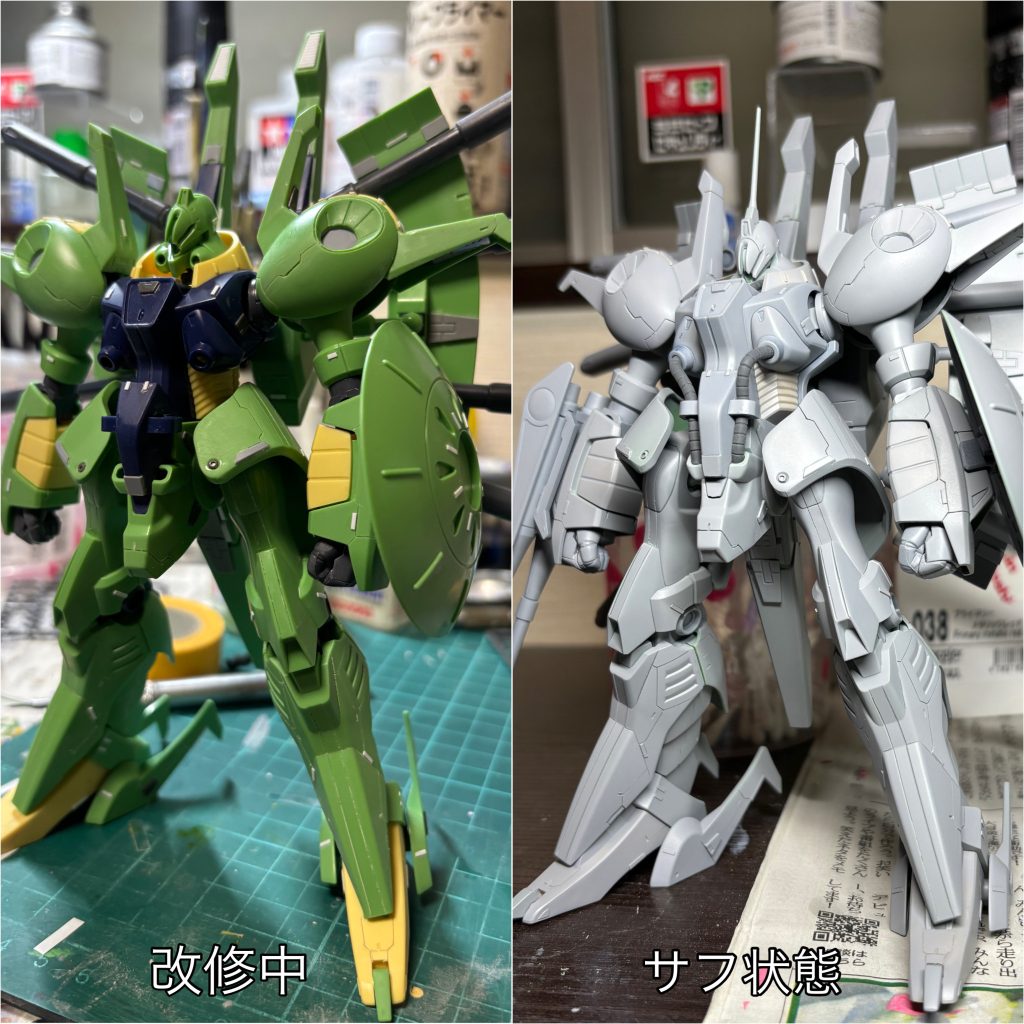 制作途中及びサフ状態画像。改造箇所がわかりやすい画像です。