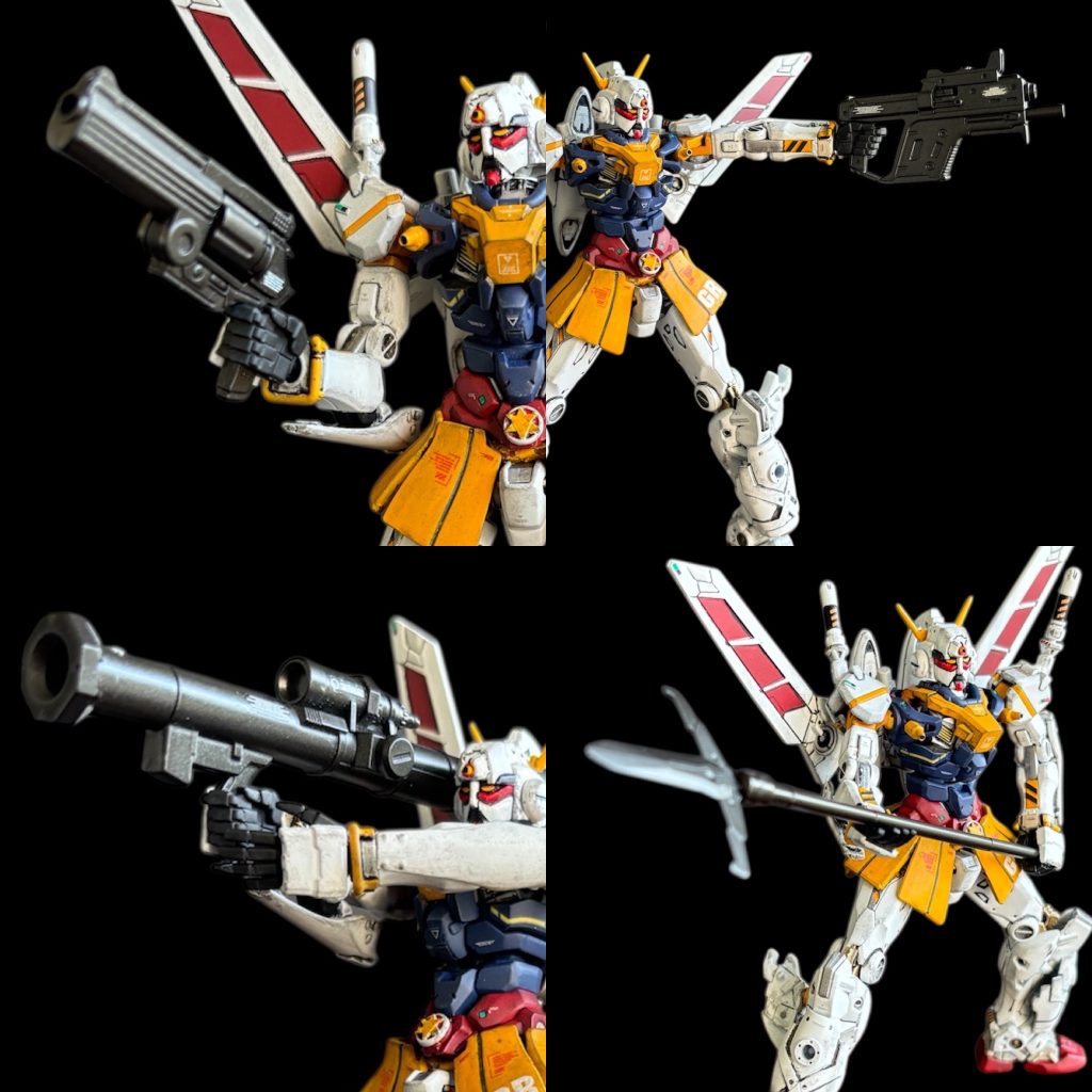 ・コトブキヤウェポンユニットハンドガン・コトブキヤカスタマイズヘッドB/頭部・30mmカスタマイズウェポンズ(戦国兵装)・30mfクラスアップアーマー(ローザンヴァイキング)・30mmオプションパーツセット(ハンドパーツ)・ガンプラオプションパーツセット・ガンプラメルクワンウェポンズあとはジャンクやプラ自作、塗装、デカールなど、武器てんこ盛りで仕上げました。トレーラーや格納庫は30mmや山田化学さんで作りました。   