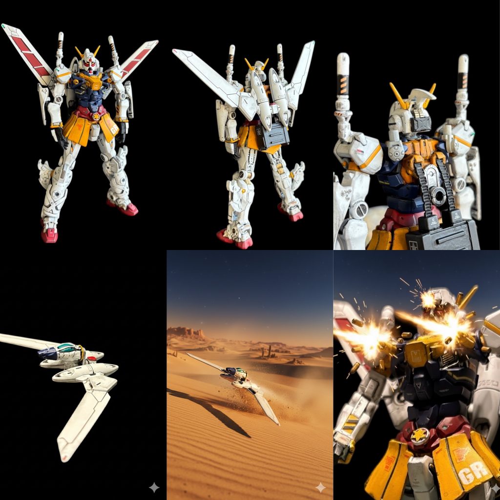 頭部1、胸部2にマシンガン、緊急脱出システムを装備しています。ガンガルの肩突起もあります。