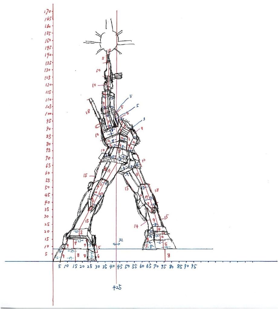 始めにイラストを写しサイズを確認します。