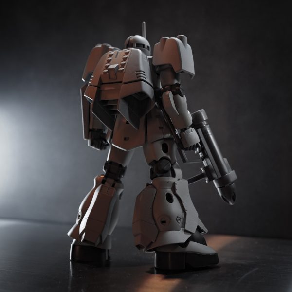 ボディと手足をごっそりF2に変更して、特徴的な部分だけザクマリナーから移植。一旦捨てサフ後に素立ちバランスチェック。やはり頭は潰さないとダメだな。サブロックガンはストックとサブグリップが邪魔で綺麗に持てないので要工夫。設定は気にせず流用パーツでそれっぽい武器をスクラッチした方が早いかな。一応バックパックも合わせ目消して取り付けたけどどうもこの形状は昔から好きじゃないので、先輩水泳部ズゴックの系譜で並列ロケット型にしたい。ちょうどHGUCズゴックのバックパック余ってるけどコレジャナイんだよなー。もっと太い物デカい物を背負わせたい。マブチ水中モーター的な1本でもいいか。あと股関節と太腿部と上腕で少し延長が必要かな。袖口と足首フレア等はうすうす攻撃して、動力パイプをA.O.Z的なツルっとした物で自作予定。（4枚目）