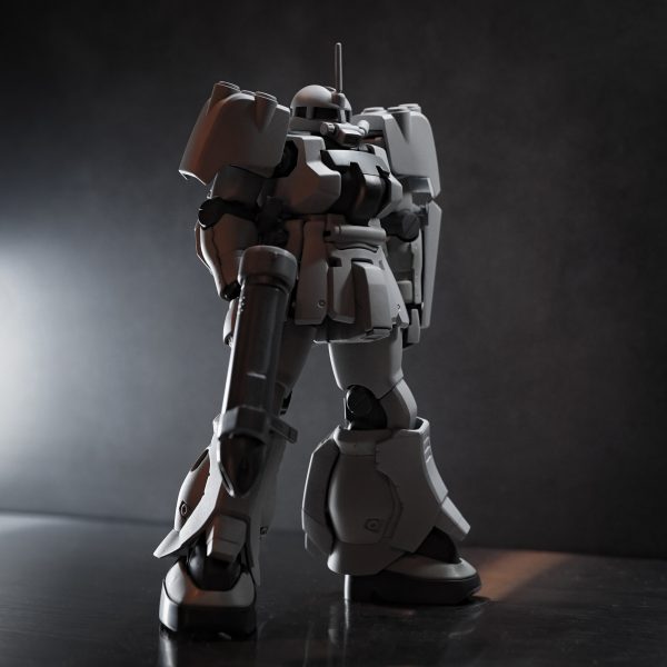 ボディと手足をごっそりF2に変更して、特徴的な部分だけザクマリナーから移植。一旦捨てサフ後に素立ちバランスチェック。やはり頭は潰さないとダメだな。サブロックガンはストックとサブグリップが邪魔で綺麗に持てないので要工夫。設定は気にせず流用パーツでそれっぽい武器をスクラッチした方が早いかな。一応バックパックも合わせ目消して取り付けたけどどうもこの形状は昔から好きじゃないので、先輩水泳部ズゴックの系譜で並列ロケット型にしたい。ちょうどHGUCズゴックのバックパック余ってるけどコレジャナイんだよなー。もっと太い物デカい物を背負わせたい。マブチ水中モーター的な1本でもいいか。あと股関節と太腿部と上腕で少し延長が必要かな。袖口と足首フレア等はうすうす攻撃して、動力パイプをA.O.Z的なツルっとした物で自作予定。（6枚目）