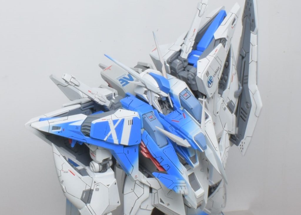 機体はΞですがハサウェイ機のカラーリングではないのでマフティーマークは無し。代わりにアナハイムのデカールを自作してみましたご覧いただきありがとうございました