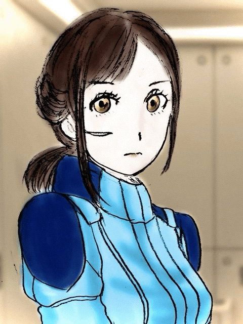 ミヤギは何も応えない。琥珀色の瞳を油断なく光らせ、アランをじっと見つめるだけだ。「そんなことをして、どうなる?あのカスみたいな、ティターンズの少佐の包囲は抜けられるだろうが……その後はどうするんだ?」行くな、と、言外に言っている。「もうすぐ、白馬の王子様が迎えに来るか?だが、どうするんだ?そいつと一緒に行っても……」エゥーゴと合流するのか?だとしても、新たな戦火に身を投じるだけだ。「行くな、キョウ・ミヤギ。」 言葉にならない。アランは、拳銃を構え直し、静かに、それだけ言った。「行きます。どいてください。」 ようやく応えてくれたその言葉は、アランをはっきりと拒絶していた。「駄目だ。」「駄目です。銃を下ろして。どいてください。」「駄目だ。行ったら、死ぬ。」 死なせたくない。「分かってるだろ。俺は、ホントに——お前を、死なせたくない。」「なら、あなたは撃てない。」静かに言う。この女、意外に、したたかだ。「行きます。」 歩き出そうとするミヤギの足元に、一発、威嚇で銃弾を放つ。「本気だ。俺は、本気で君に惚れてる。惚れてる女が、むざむざ叛逆者になりに行くのは見過ごせない。」「本気なのは、こっちだって……!」背後からチタ・ハヤミの声。同時に、後頭部に、固い物が押し当てられる。銃か。「手荒なことを。」「銃を捨てて、アラン中尉。」チタに促され、アランは持っていた銃を、床に置き、両手をあげる。 廊下の向こうから、おお、と雄叫びが聞こえる。おそらく、仲間の守りが突破された。間もなく、猟兵と化した整備兵どもが、なだれ込んでくるだろう。 ミヤギは、アランの足元から銃を拾うと、間近に立った。「ありがとう、アラン・ボーモント。あなたが、あなたなりの立場で、私を守ろうとしていたことは知っていました……。」それは、忘れません、とだけ言うと、すっとアランの横をすり抜け、チタ・ハヤミと2人、銃声の鳴り響く廊下へと駆けだした。彼女が通ったあと、涼やかな香りが、わずかに鼻腔をくすぐった。 華奢な背中が去った後の、開け放たれたドアを、アランはしばらく見ていたが、やがて、少年のようにしゃくりあげ、握った拳の背で、グッと涙を拭った。■■■■■■■■■■■■■■■「ご無事で!」 廊下に出ると小銃を抱えた”ジュニア”がすぐに駆け寄ってきた。「そりゃあもう!このとおり!」 チタがとびきり嬉しそうに応じる。こういうときも明るくいられるのは、チタの良いところだと、ミヤギは思った。肝が据わっている。だからきっと、自分とこうも相性がいいのだ。「この先、大丈夫ですね?」ミヤギが確認すると、”ジュニア”は、ええ、と短く返事をする。「父と、仲間が制圧しています。」ですが、と、続ける。「すぐ増援が来るでしょう。さっさとずらかって、ヘントさんたちと合流を。」駆けていくと、ドックの入り口に、懐かしい顔が見えた。「”キッド”!」昔と変わらない愛嬌のある笑顔で、はやく、と手招きする。「準備はできてます、機体に、火は入ってますよ!」”キッド”が早口に言う。”ジュニア”には、はやくカーゴに乗れ、と促した。「どうやって準備したんです?」「アナハイムにも、ちょっとツテがありまして……個人的に。」「……本当に、何者ですか、あなたは。」 ミヤギが舌を巻くと、