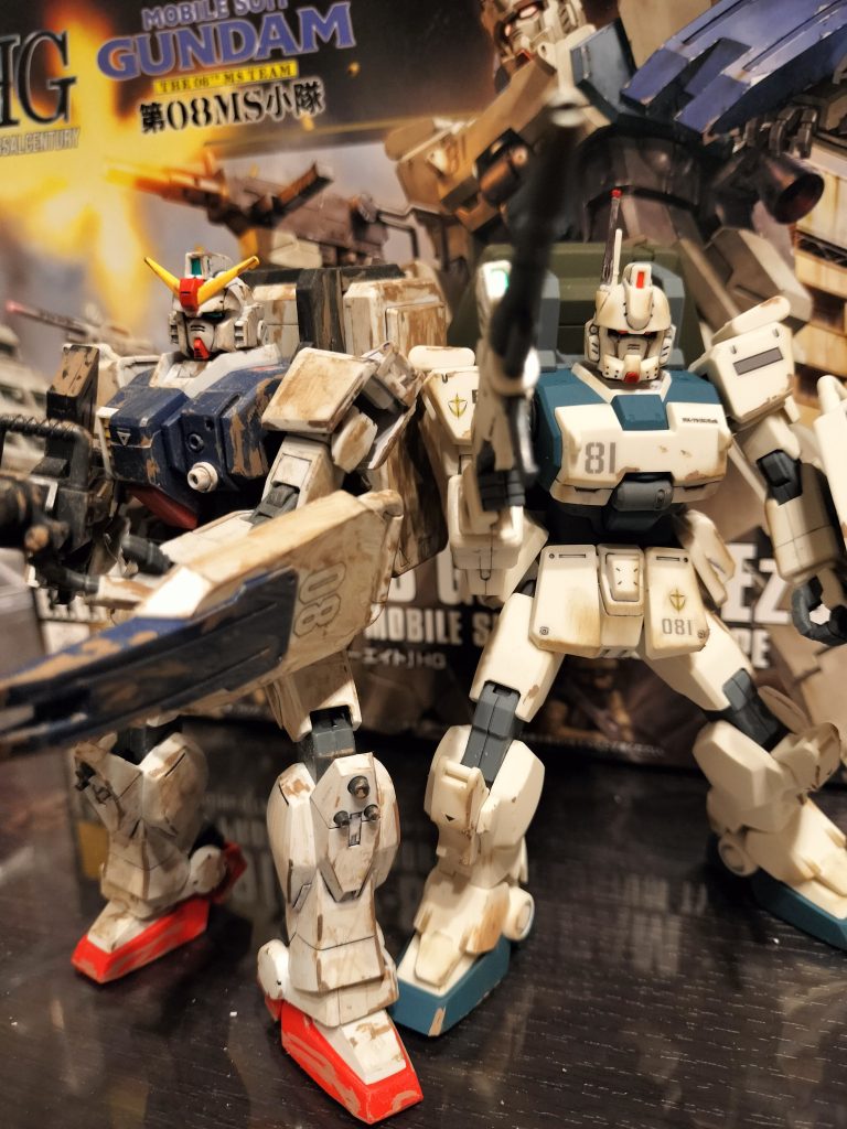 以前作ったガンダムが汚しすぎて凄いことになっていたので、対比すると全然汚れてない💦