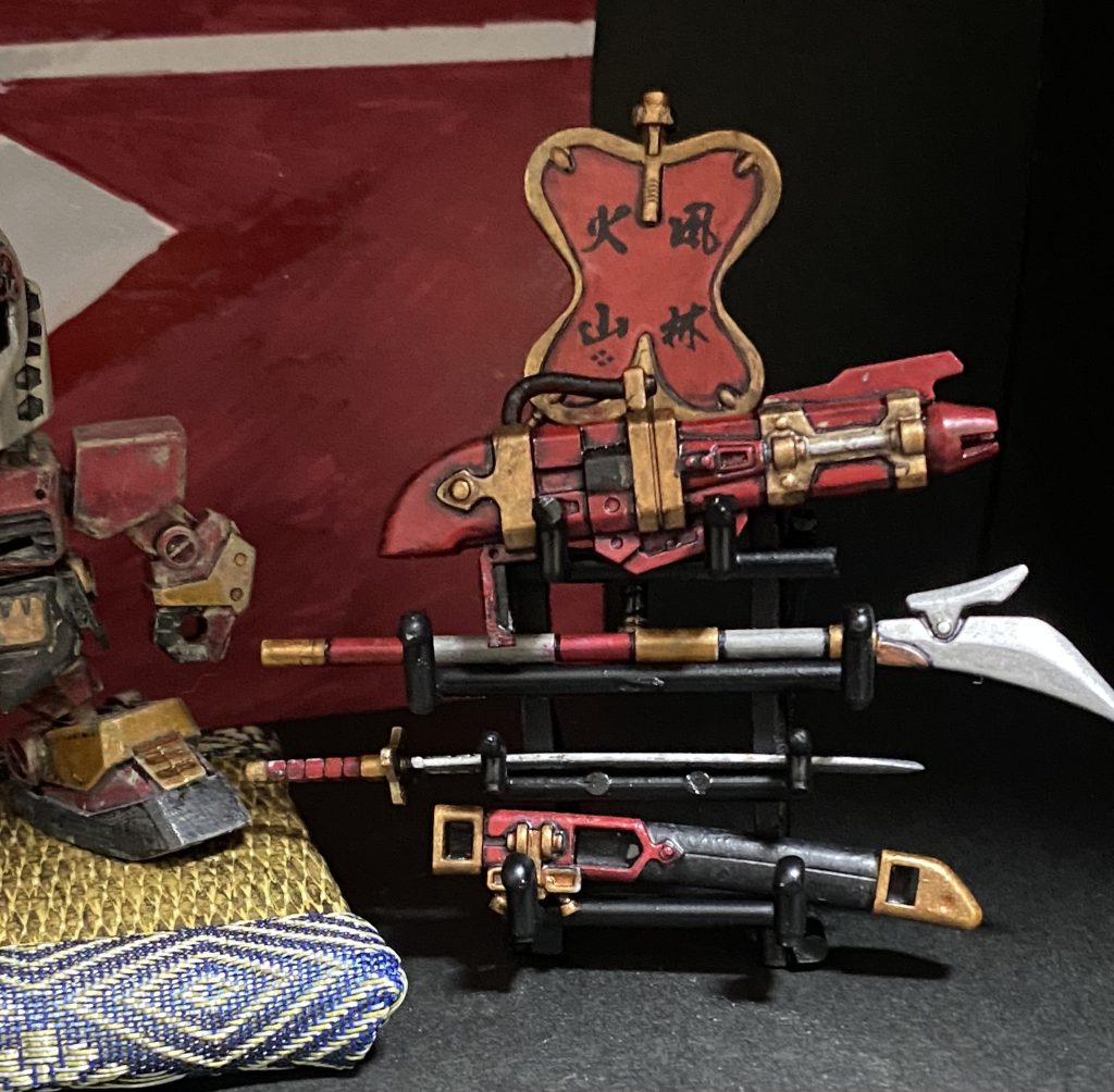 武器飾りはランナーで制作しました！