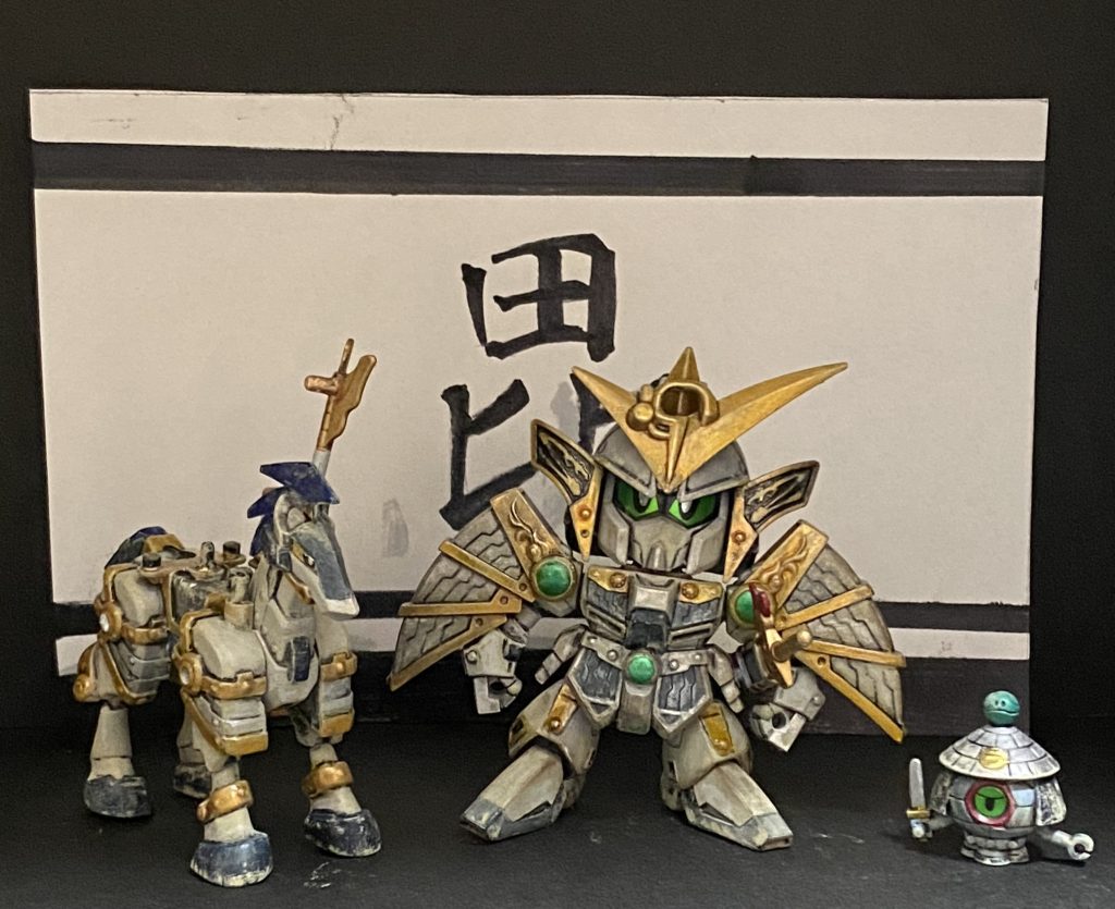 謙信は腕、脚の改造と、愛馬「神風」の脚を可動できるようにしました！