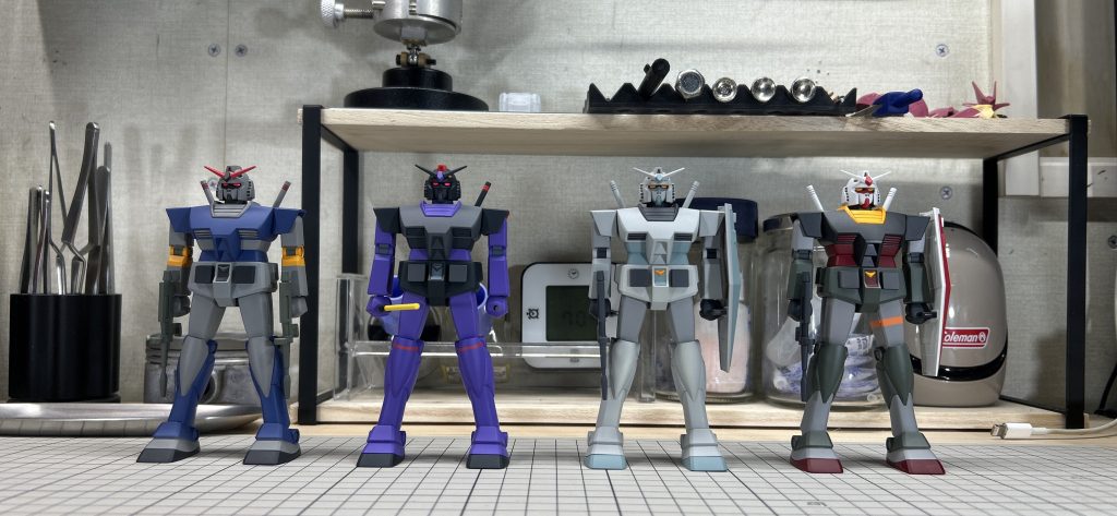 これまで製作したベスメカガンダム達と。まだまだベスメカの積みがあるのでどんどんバリエーションを増やしていきたいです。最後までご覧いただきありがとうございました！
