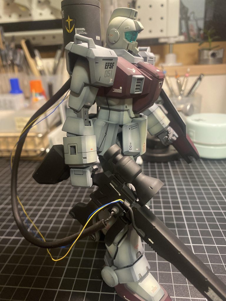 ライフル自体もランドセル左側に磁石でマウント出来るようにしたんですが、コードの取り回しがめんどくさいので一生マウントしないかもしれません←