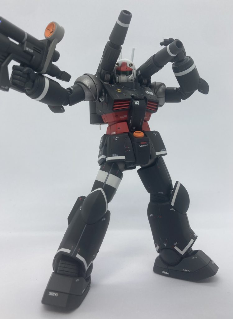 3作品目はプロト風ガンキャノン！最後までカラーリングに悩めました。マスキングで白のラインを作ってみましたが思いの外いい感じに。