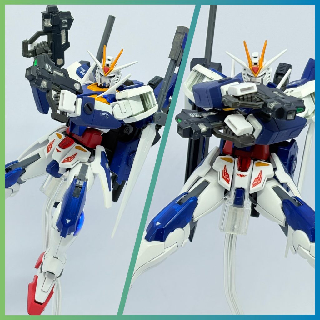 腰に携える二丁拳銃、ビームピストル「デル・フリス」クーフーリンの持つ逃げ上手の名を冠する空幻魔杖という槍の別名から。トールストライクガンダムグリッターのピストルが好みすぎて自分でストライクガンダムのライフルを加工してセミスクラッチで錬成。スコープ部にはカスタマイズマテリアルの3Dメタリックシール。腰にはネオジムとマグネットセッターで接続。