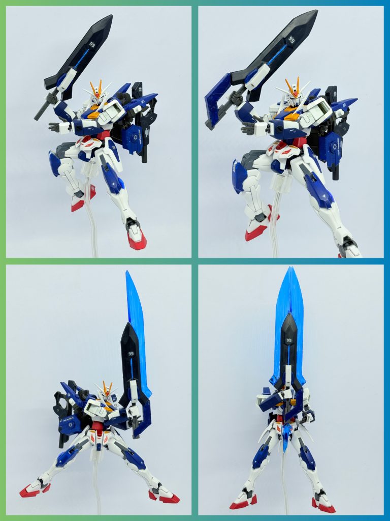 そしてキュクレイン最後の装備がソードメイス「クルージーン」。 クーフーリンの持つ剣から。単品でもソードメイスとして扱えるが斬るより叩き潰す形。タリンギレをこちらにも取り付け出来、そうする事でビーム刃を形成。片刃型にもできるが両刃ビーム形成し柄頭にも小型ビーム刃を形成する事で超大型ビーム大剣になる。コトブキヤM.S.G旧版メガスラッシュエッジのロングソード部同士を接着し、30MMのカスタムウェポン持ち手を合体させて自分の理想の剣の形を目指した。