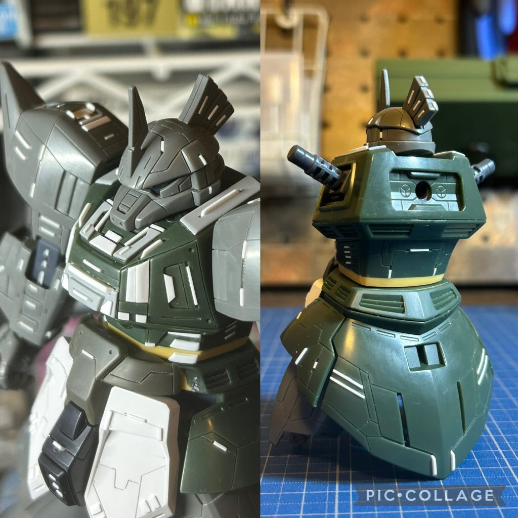 TOMSIMさんよりバトンをお預かりして約一週間、自分はどんな事を紹介しようか制作より悩みました。私のガンプラ制作先生は、このGUNSTA内の皆様でございます。過言ではございません。自身の制作知識は、皆様の作品より培ってまいりました。こちらで初めて改造、改修、ミキシングしている作品に出会いました😊こちらで初めて、女性キャラクターがモビルスーツを装着している作品に出会いました😊こちらで初めて、「ウェザリング」「汚し」等々、用語を聞きました。ランナーからパチパチ切り出し、組み立てて満足していた自分にとってかなりの衝撃でした😊そして、とにかく吸収しました。そこでこの度、私が紹介させて頂く事は、「スジボリ」です😊ミキシングか、塗装か悩みましたが、HGガンキャノンを使用し、「私のスジボリ」の紹介をさせて頂きます。紹介させていただく前に幾つかお願いがございます。文字通り、「私のスジボリ」でございますので「自分なり」と言う事でございます。これから紹介させて頂く事がスジボリの正解、王道、一般的と言う事では決してございません。ご了承くださいます様、お願いいたします。