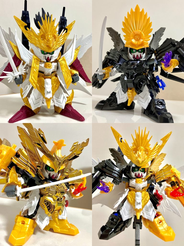 個人的に信長ガンダムエピオンには非常に強い思い入れがあり、また実在の戦国武将を題材としたSD戦国伝・武神降臨編の大ファンなので、こちらの過去シリーズの織田信長頑駄無のキットを用いて天下無双大将軍のアーマー換装のような形態で特徴的な鎧甲冑パーツを取り入れました。