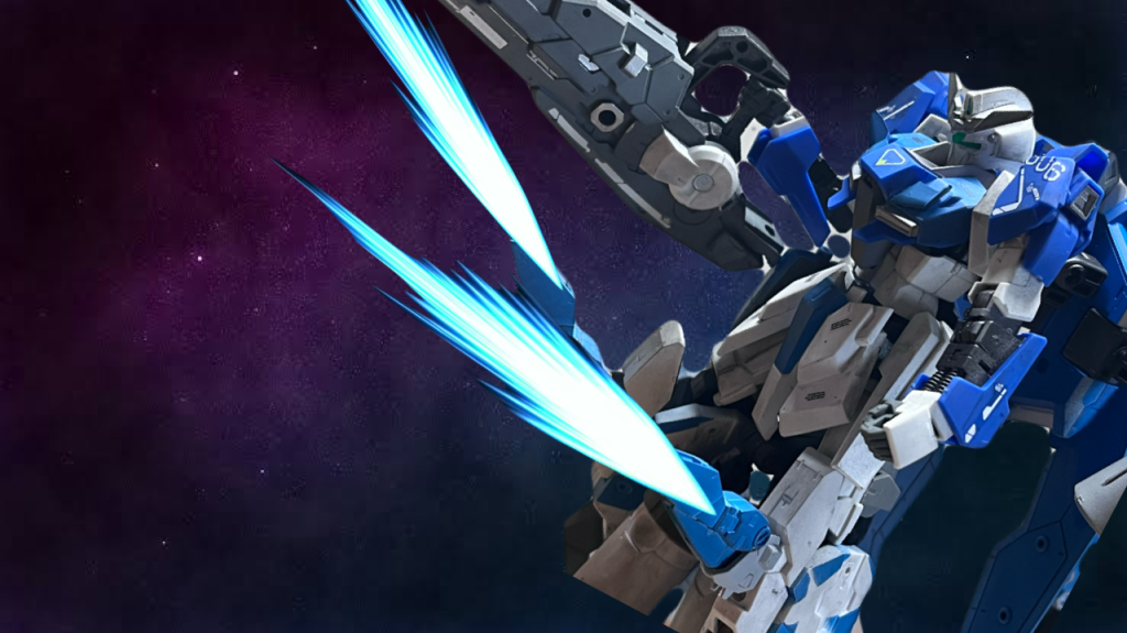 武装3Λ-KG02《スラスト・スパイク》膝に装備されたビームライフル。この機体は遠距離での狙撃を得意とするが、近距離まで攻め込まれたときに対抗策がなかったため、急遽取り付けられた。前述したハミング・スピアと同等の威力を持つ。