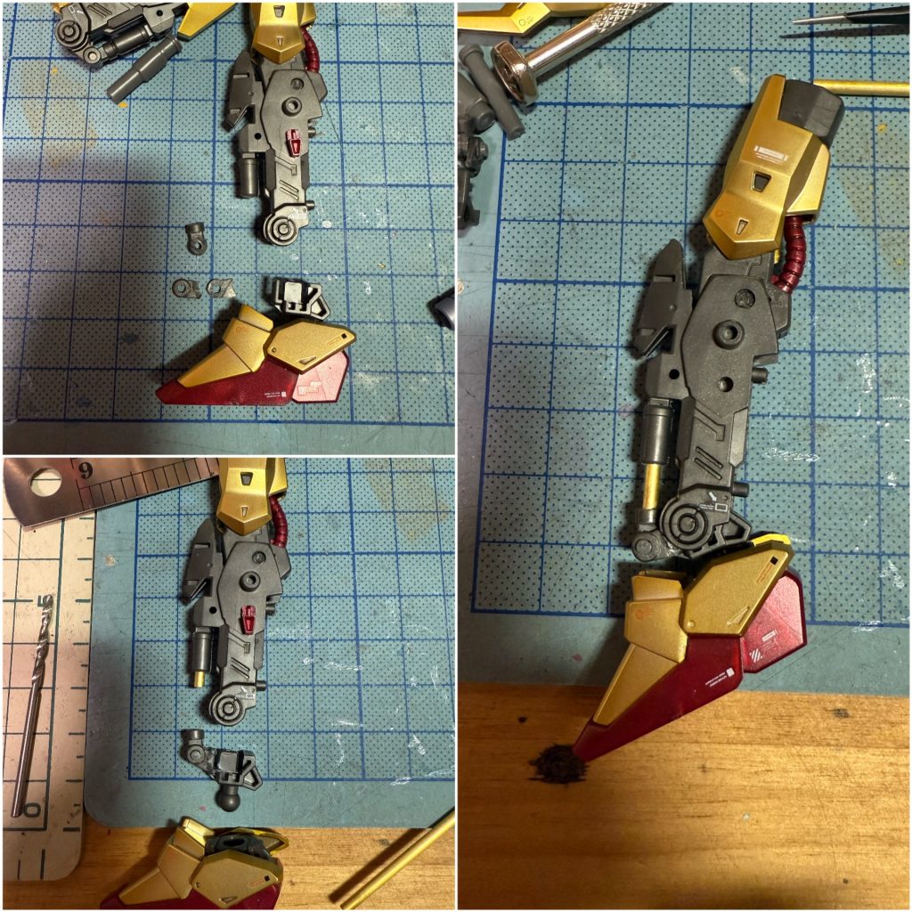 ピストンロッド側の軸を足首関節側に移植し、足首の複雑な動きにもシリンダーが追従するようにしてます。